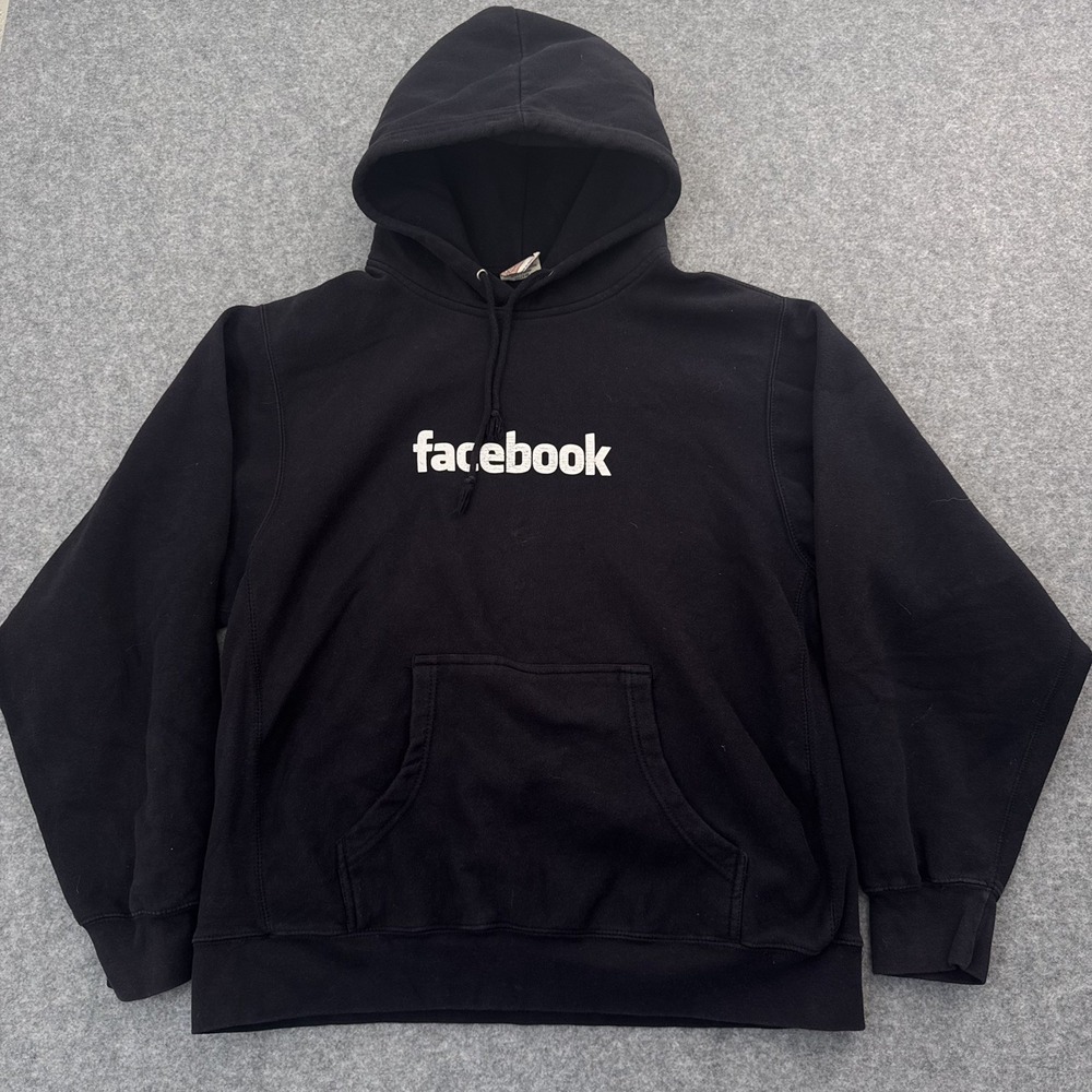 Facebook Hoodie Vintage Y2K Pro Weave LARGE Employee Tech College
